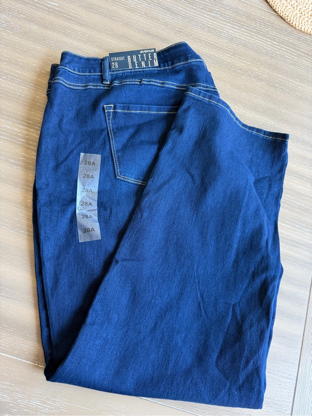 Avenue Butter Denim Straight Leg Jeans - Deep Blue